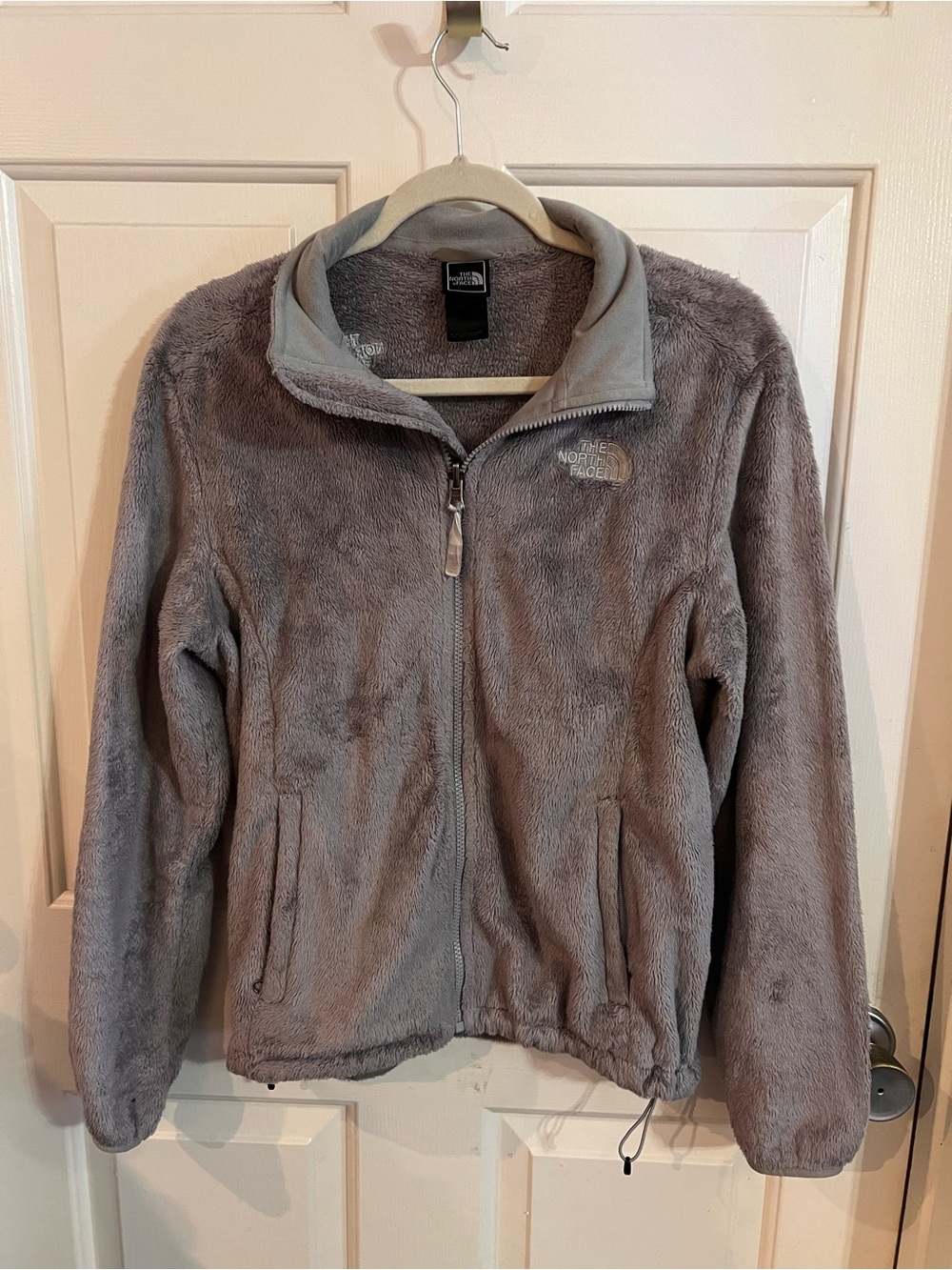The North Face Light Gray Plush Full-Zip Fleece Jacket